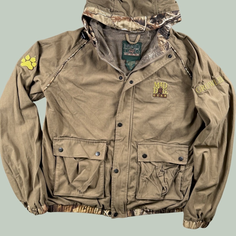 Mad Dog Gear Jacket Men M Brown Camo Growler Outdoor Utility Hunting Field Coat